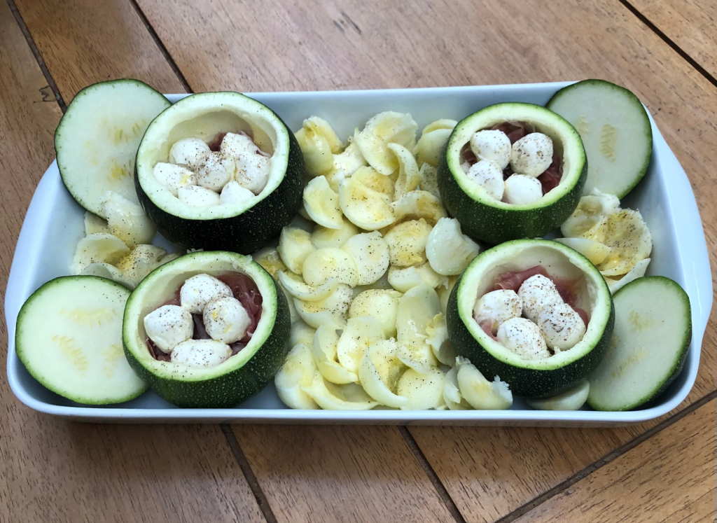 Courgettes au jambon cru et mozzarella