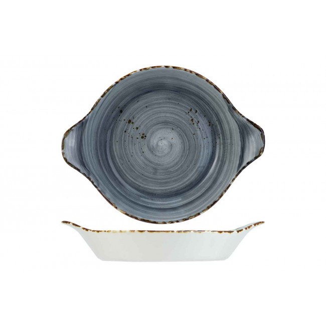 Coupelle ovale bleu-gris en porcelaine - A l'unité