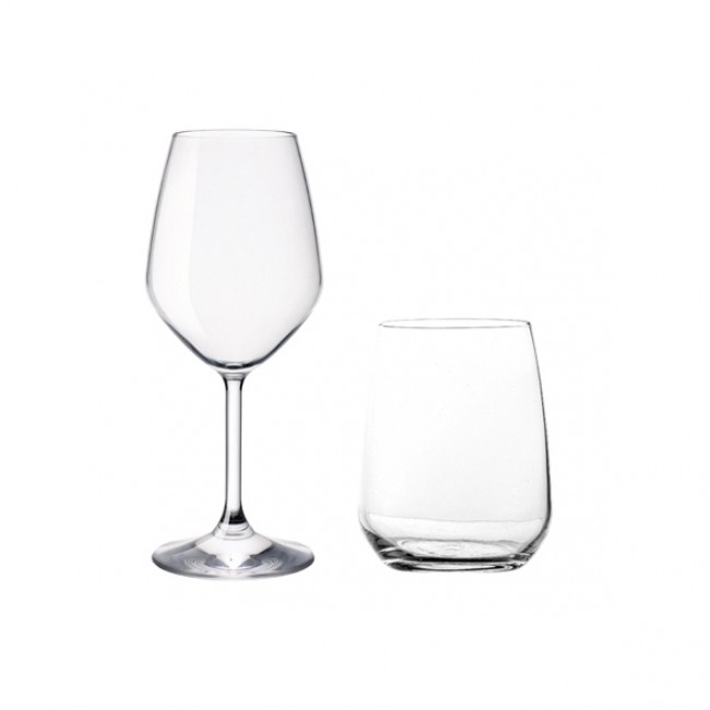 Duo 4 verres à vin à pied et 4 verres à eau forme basse - lot de 8