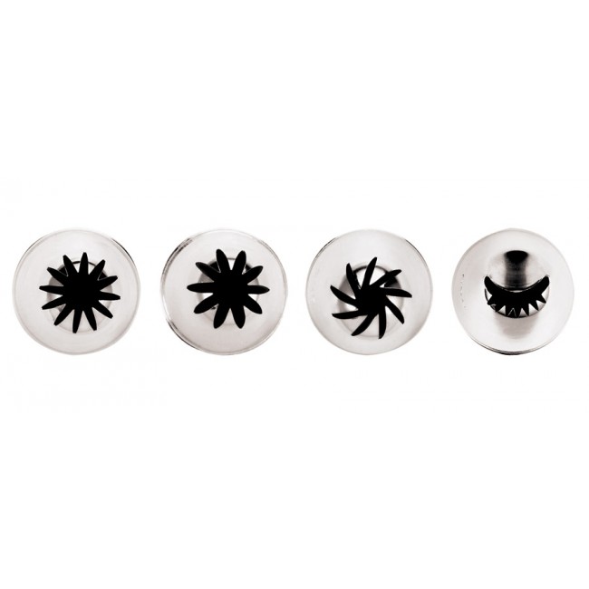 Lot de 4 douilles pâtissières cannelées - 1.8cm et 2cm - Inox - Paderno