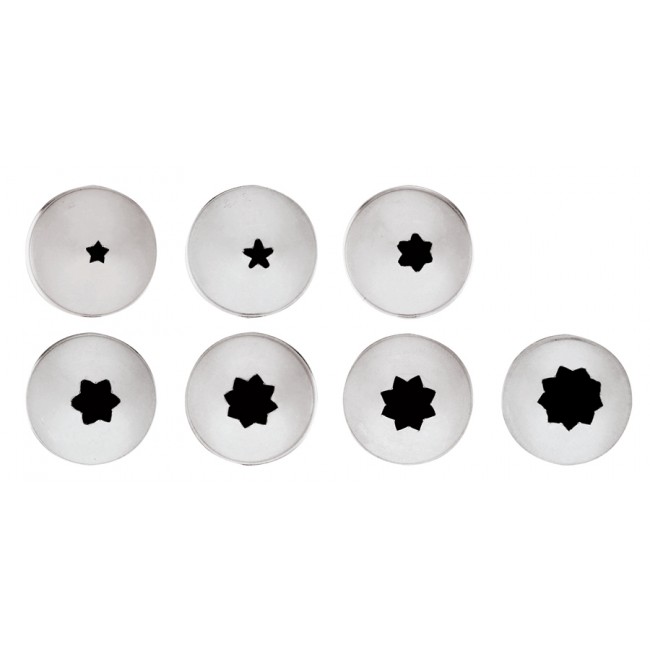 Lot de 7 douilles pâtissières cannelées - Inox - Paderno