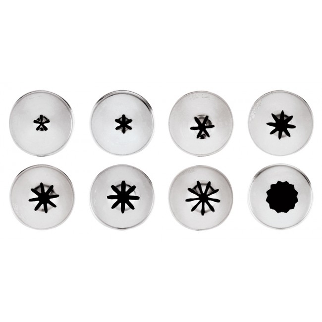 Lot de 8 douilles pâtissières cannelées - Inox - Paderno