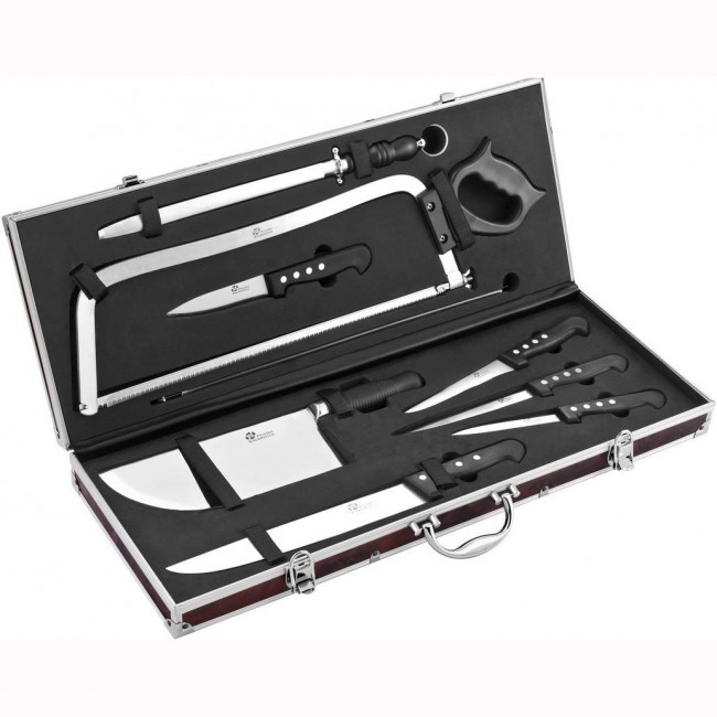 Ménagère 24 pièces noire en inox - Range couverts en bois - Laguiole - Jean Dubost