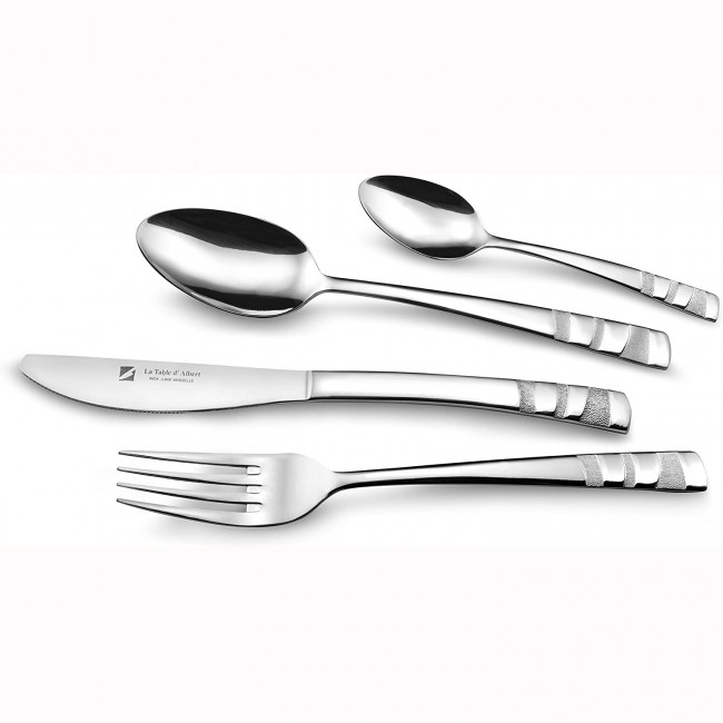 Ménagère 24 pièces noire en inox - Range couverts en bois - Laguiole - Jean Dubost