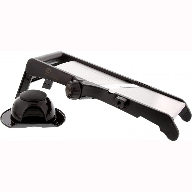 Mandoline inox professionnelle 38 lames + chariot protecteur et poignée plastique 42 x 15 x 4 cm - Mandolines - Bron Coucke