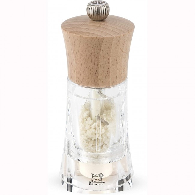 Moulin à sel humide acrylique blanc et bois de hêtre 14cm - Oléron - Peugeot