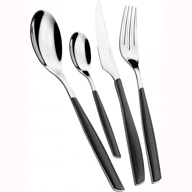 Ménagère 24 pièces noire en inox - Range couverts en bois - Laguiole - Jean Dubost