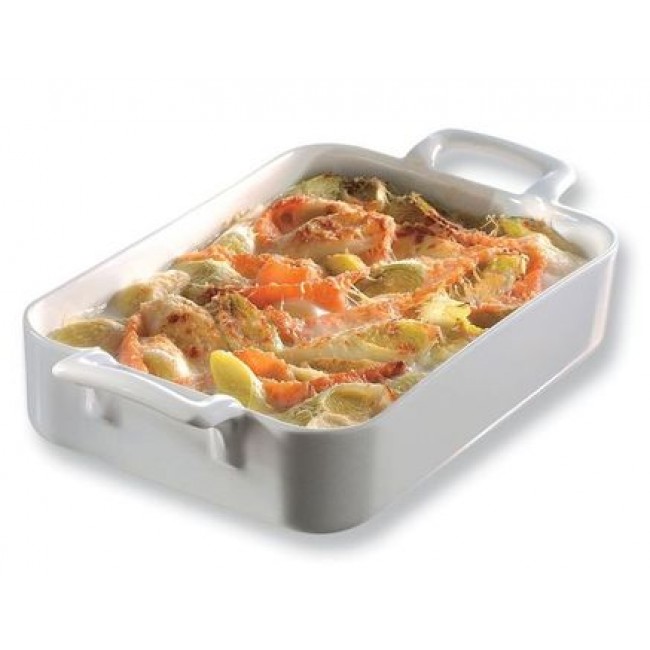 Plat rectangulaire blanc 34x25cm en porcelaine - Belle cuisine - Revol