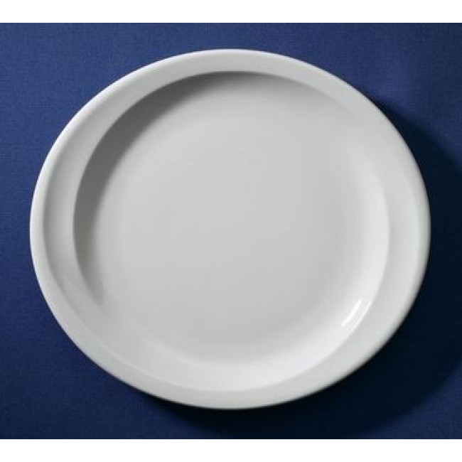 Assiette plate ovale blanche 28,5x25,5cm en porcelaine - Elypse - Sarreguemines