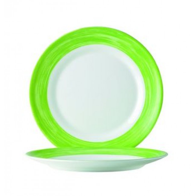 Assiette plate ronde blanche/verte 24cm