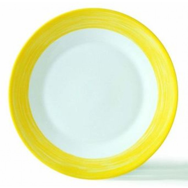 Assiette creuse ronde blanche/jaune 23cm
