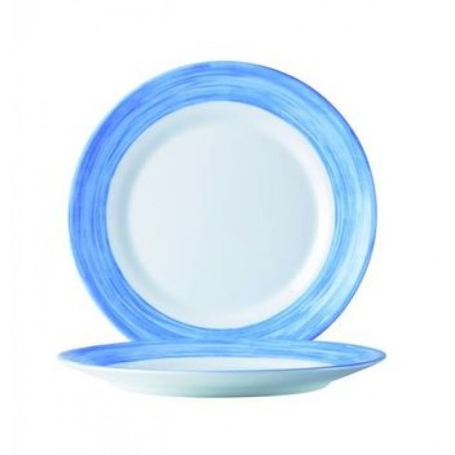 Assiette plate ronde blanche/bleue 20cm