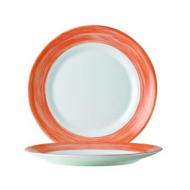 assiette creuse ronde blanche/orange 23cm en arcopal - arcoroc