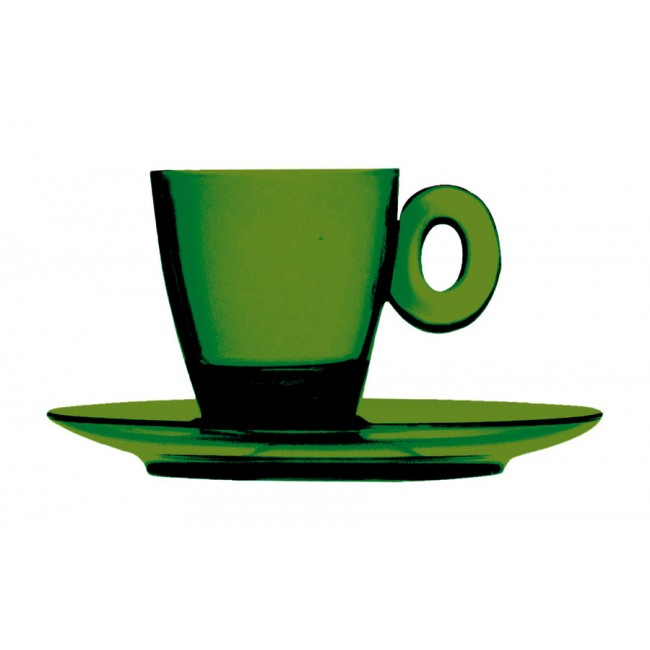 Tasse et sous-tasse à moka émeraude 9cl en polycarbonate - Lot de 6