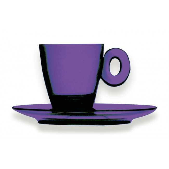 Tasse et sous-tasse à moka améthyste 9cl en polycarbonate - Lot de 6
