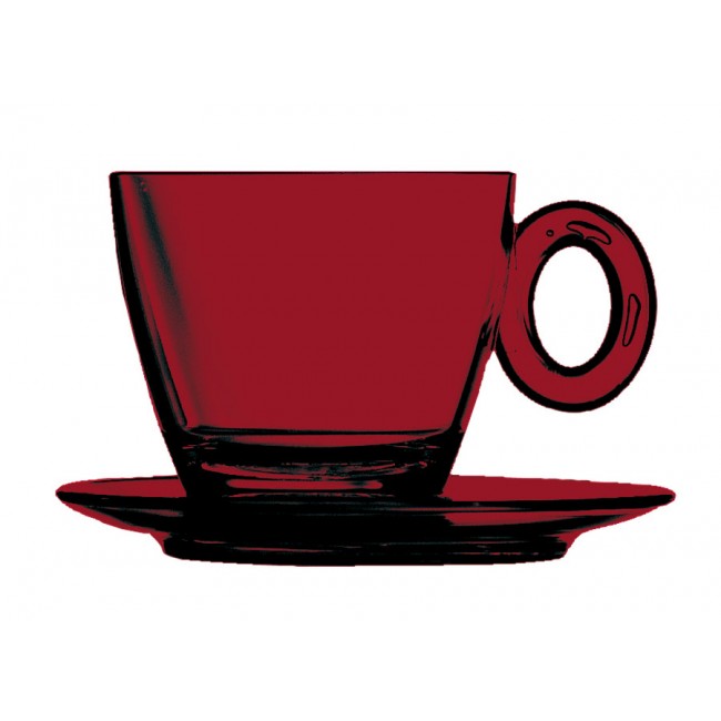 Tasse et sous-tasse à thé grenat 15cl en polycarbonate - Lot de 6