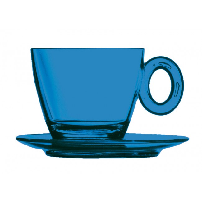 Tasse et sous-tasse à thé saphir 15cl en polycarbonate - Lot de 6