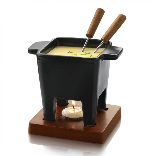 Mini appareil à fondue savoyarde noire en grès-  Life - Boska