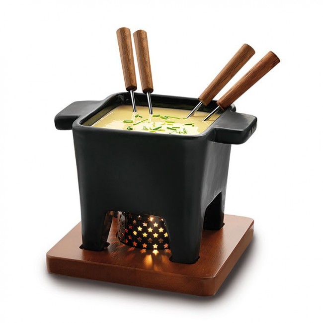 Mini appareil à fondue savoyarde noire 400ml en grès-  Life - Boska
