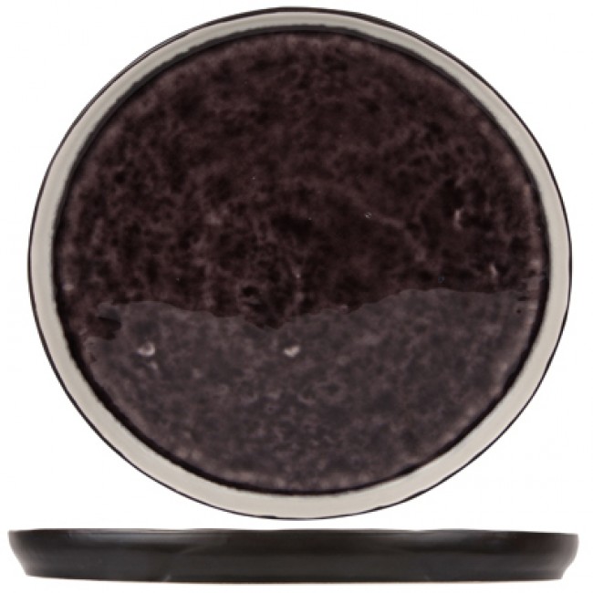 Assiette à dessert plate ronde noire et violet 22cm - Laguna Viola - Cosy & Trendy