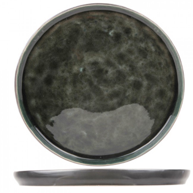 Assiette à dessert ronde noire et verte 21cm - Laguna Verde - Cosy & Trendy