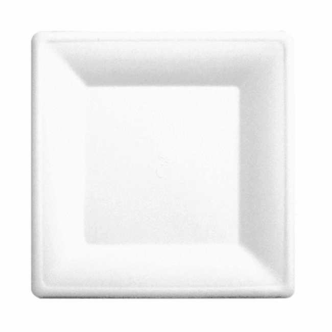 Assiette carrée jetable bionic en cellulose couleur blanche 20x20x1 cm - Lot de 50 - Vaiselle jetable