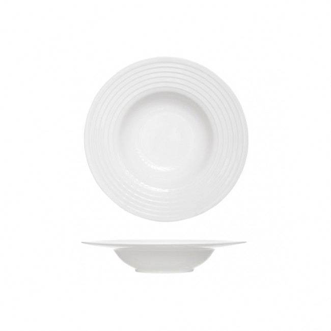 Assiette creuse blanche ronde 23x4,3cm porcelaine - Lot de 4 - Olympic - Cosy & Trendy