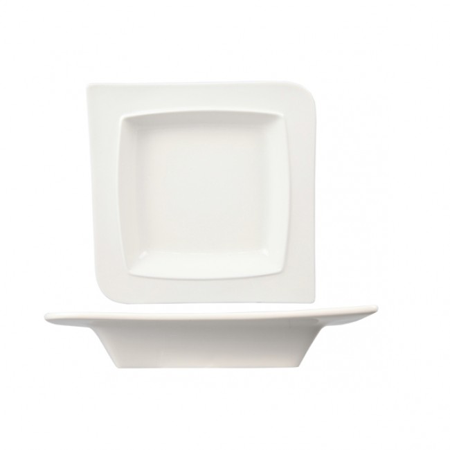 Assiette creuse carrée en porcelaine 19cm blanche - A l'unité - Louise - Cosy & Trendy