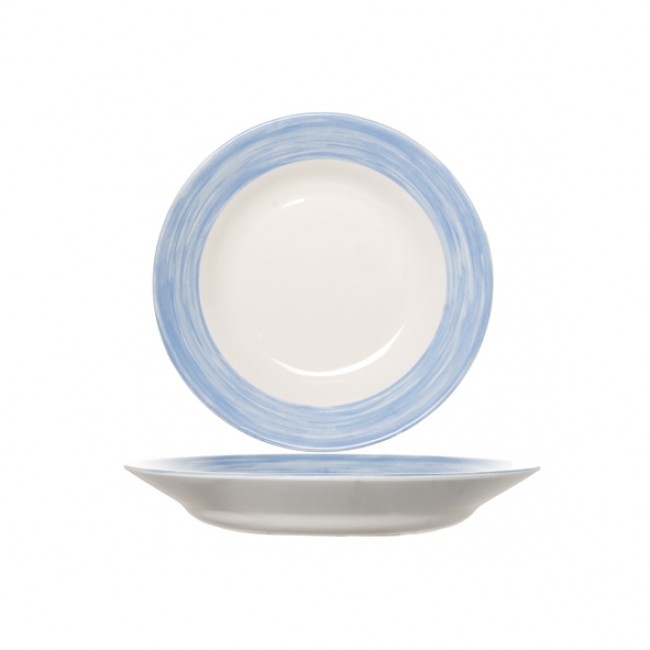 Assiette creuse ronde blanc / bleu 23cm en Arcopal - Arcoroc