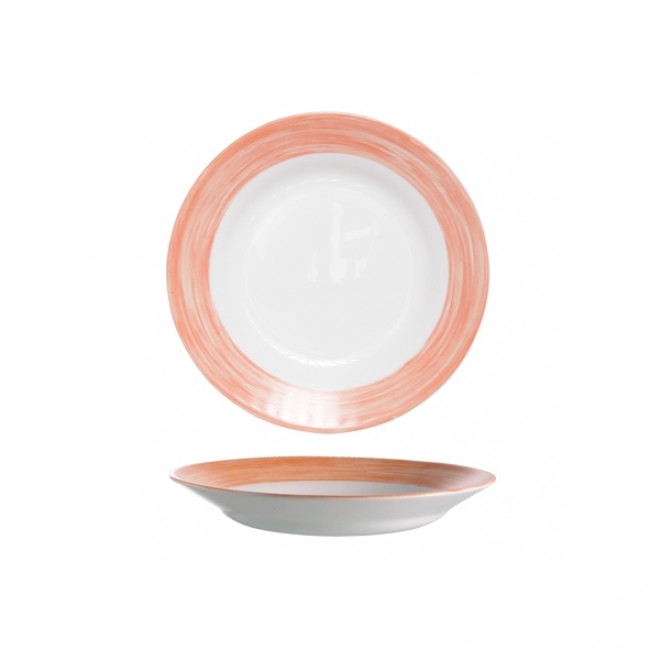 assiette creuse ronde blanche/orange 23cm en arcopal - arcoroc