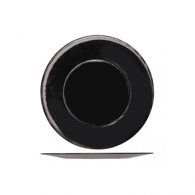 Grande assiette de présentation ronde 31cm noire - Inca - Bormiolli Rocco