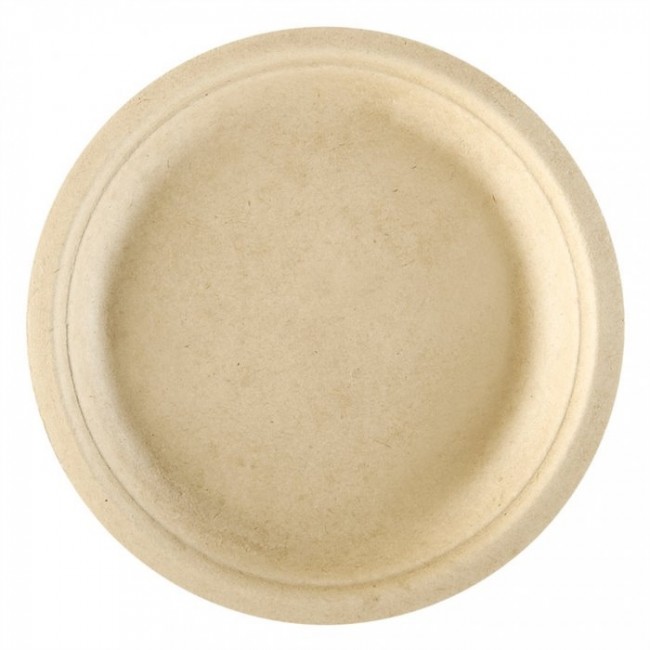 Assiette jetable bionic en cellulose couleur naturel Ø 18x1,8 cm - Lot de 50 - Vaiselle jetable