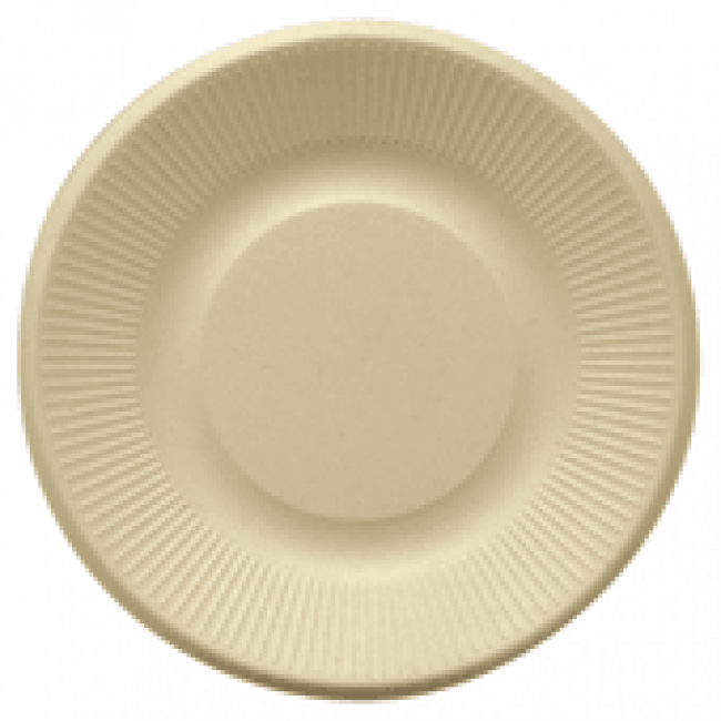Assiette jetable bionic en cellulose couleur naturel Ø 21x1,8 cm - Lot de 50 - Vaiselle jetable