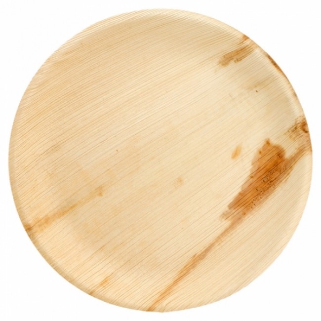 Assiette jetable en areca couleur naturel Ø 23x2 cm - Lot de 25 - Vaiselle jetable