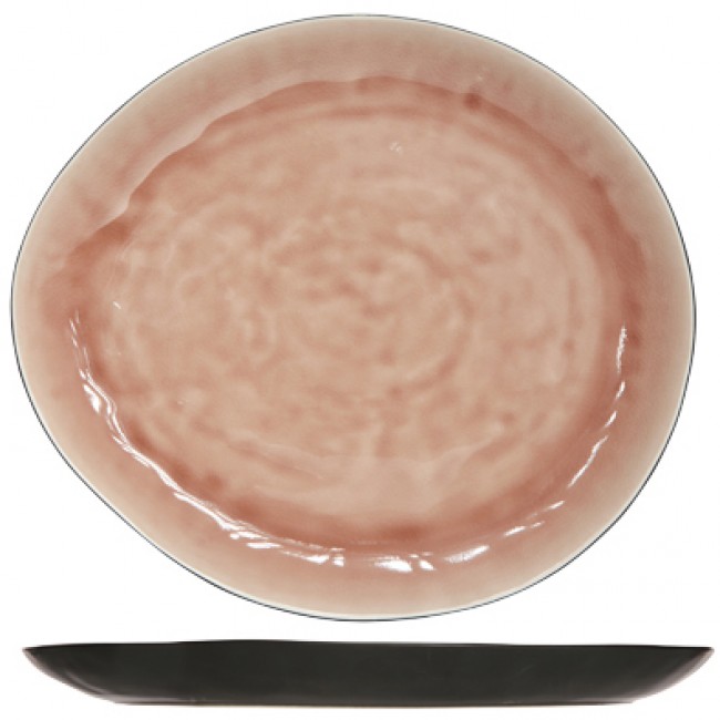 Assiette ovale noire et rose 32.5x28.5cm - Laguna Old Rose - Cosy & Trendy