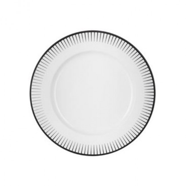 Assiette plate blanche 17,5cm en porcelaine avec motifs en relief noir