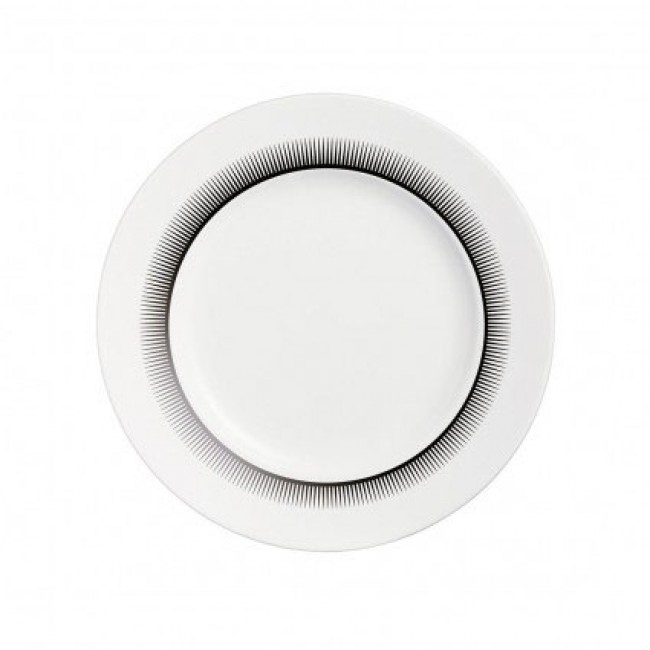 Assiette plate blanche 21,5cm en porcelaine avec motifs en relief noir