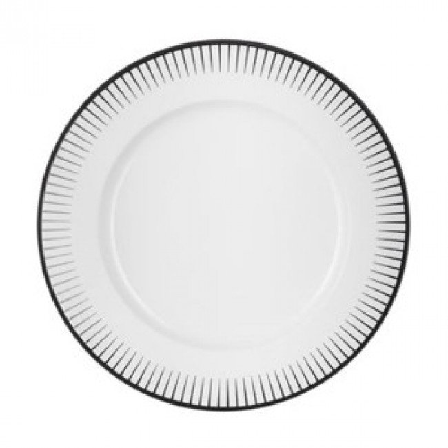 Assiette plate blanche 28,5cm en porcelaine avec motifs en relief noir