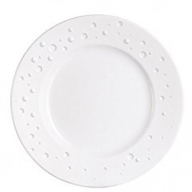 Assiette plate blanche avec motif goutte d'eau 32cm en porcelaine