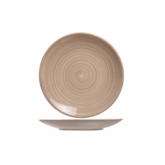 Assiette plate ronde 22cm beige et marron en grès - Lot de 6 - Turbolino - Cosy & Trendy