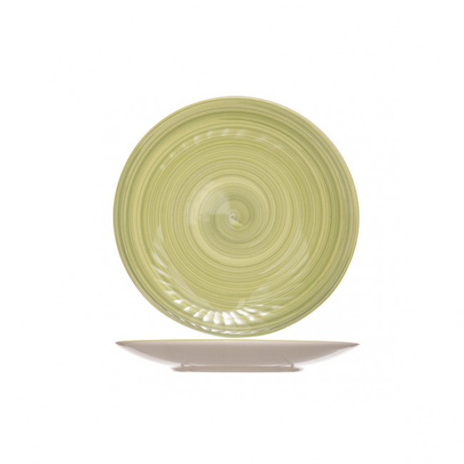Assiette plate ronde 22cm verte en grès - Lot de 6 - Turbolino - Cosy & Trendy