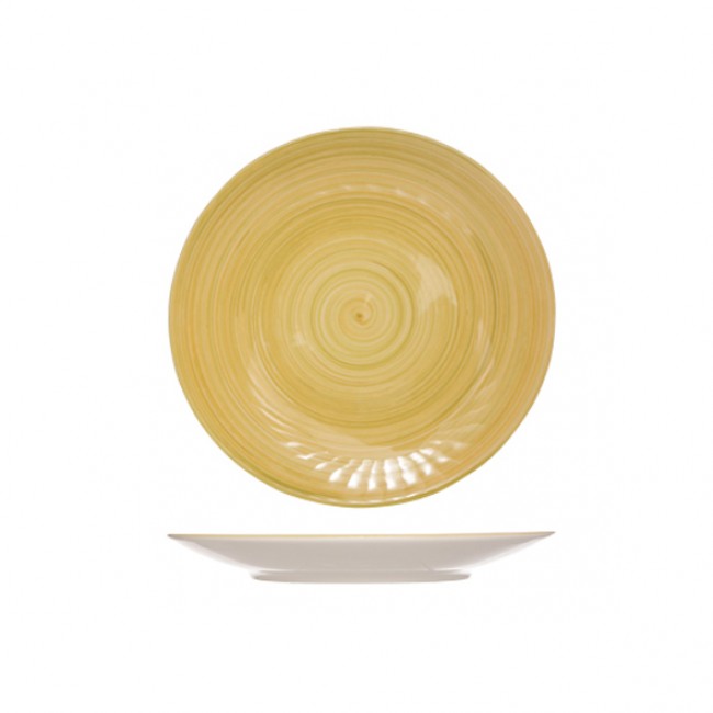Assiette plate ronde 27cm beige et jaune en grès - Lot de 6 - Turbolino - Cosy & Trendy