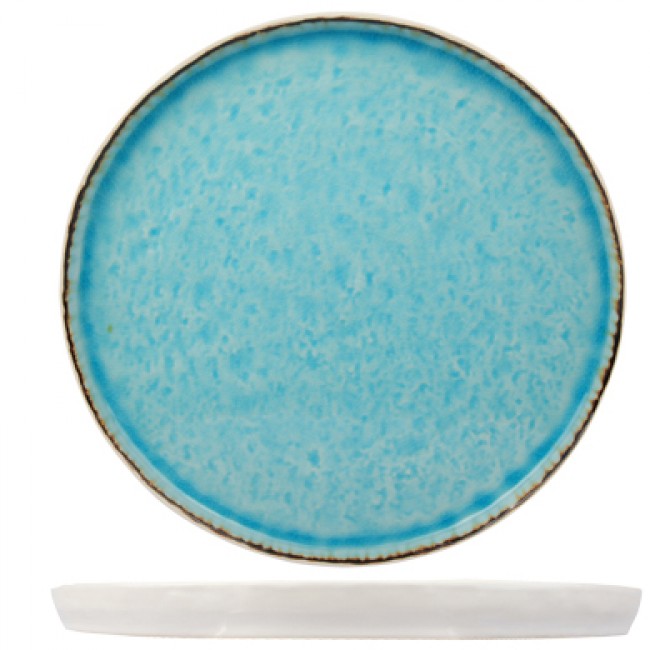 Assiette plate ronde blanche et bleue lagune 27cm - Laguna Azzuro - Cosy & Trendy