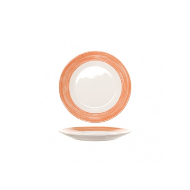 assiette plate ronde blanche/orange 20cm en arcopal - arcoroc