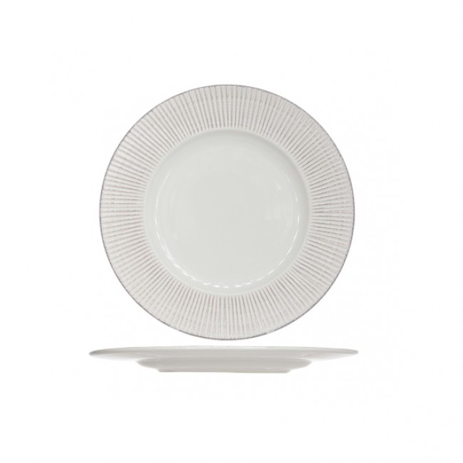 Assiette plate ronde blanche patine 28cm - Epis - Cosy & Trendy