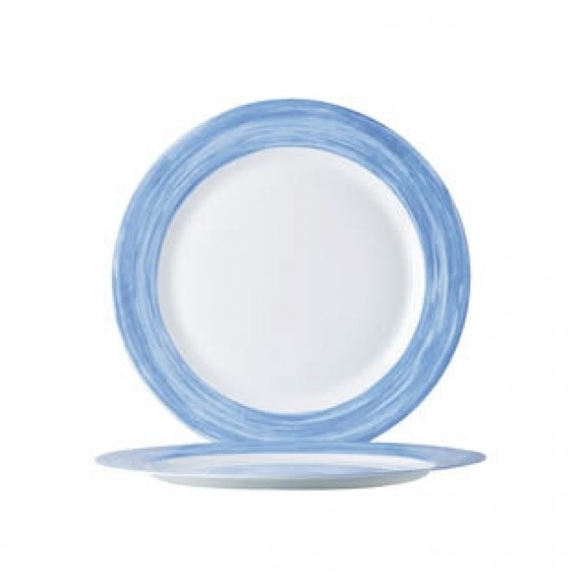 Assiette plate ronde blanche/bleue 20cm - Brush blue - Arcoroc