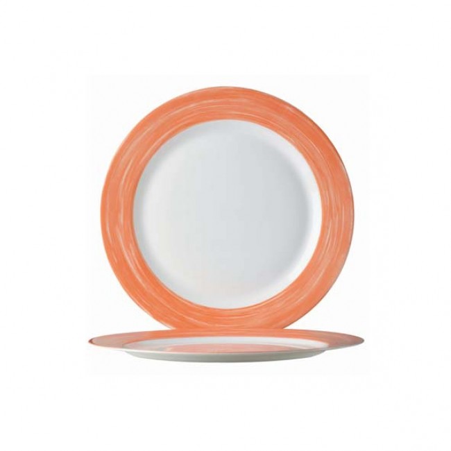 assiette plate ronde blanche/orange 16cm en arcopal - arcoroc