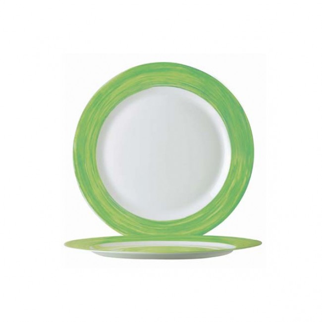 Assiette plate ronde blanche/verte 15.5cm - Lot de 6