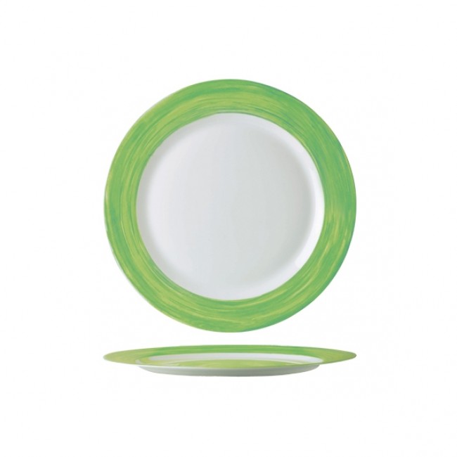 Assiette plate ronde blanche/verte 20cm en Arcopal - Arcoroc