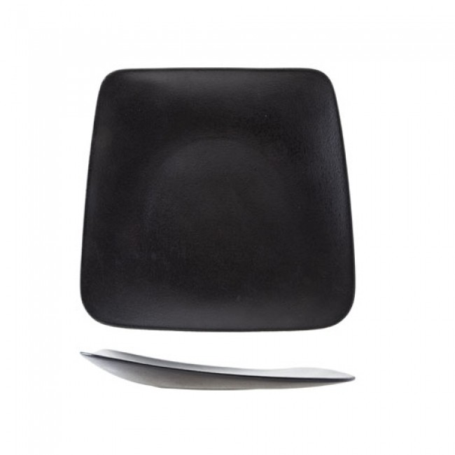 Assiette rectangulaire en porcelaine 28-23x26cm noire - Lot de 6 - Blackstone - Cosy & Trendy